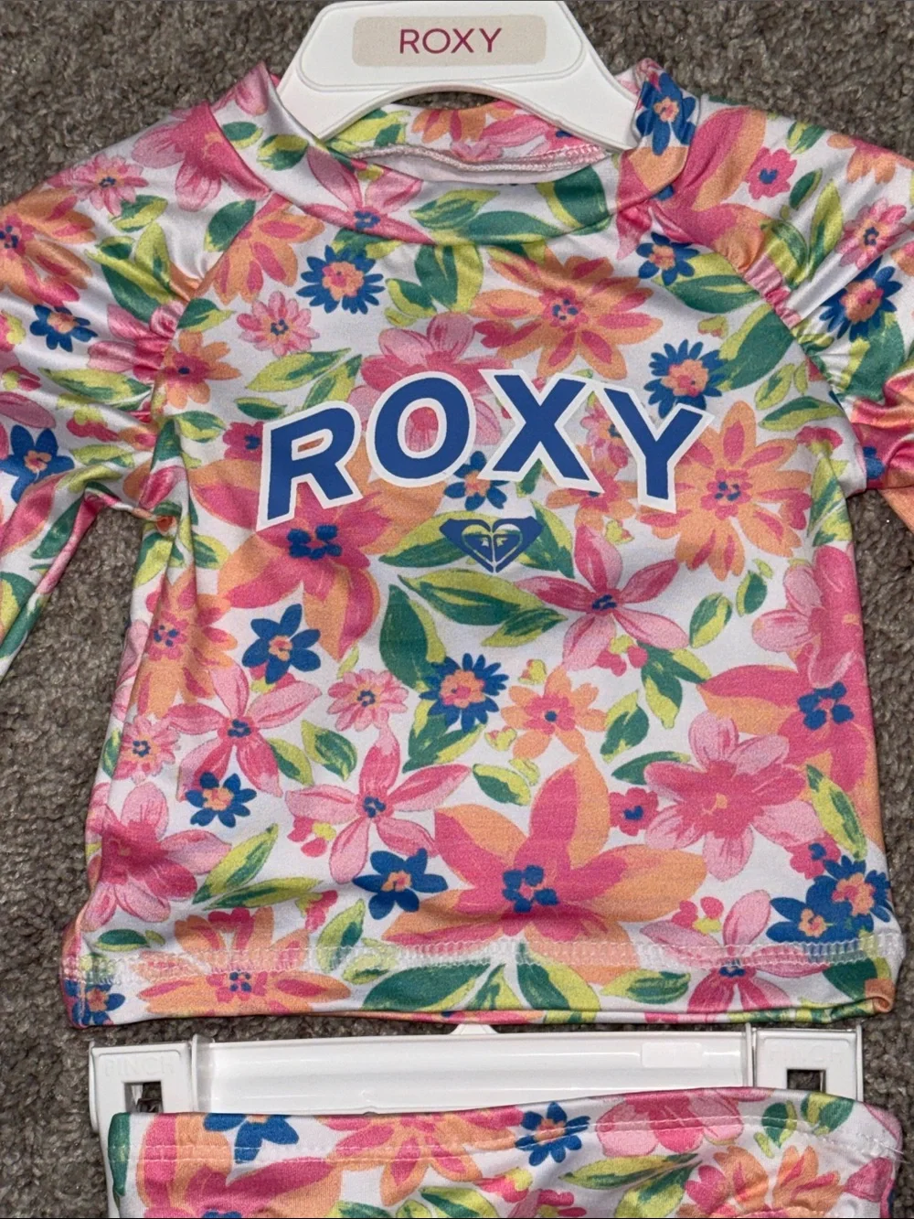 ROXY size 12 months 2 piece swim set long-sleeve swim top and bottoms floral
